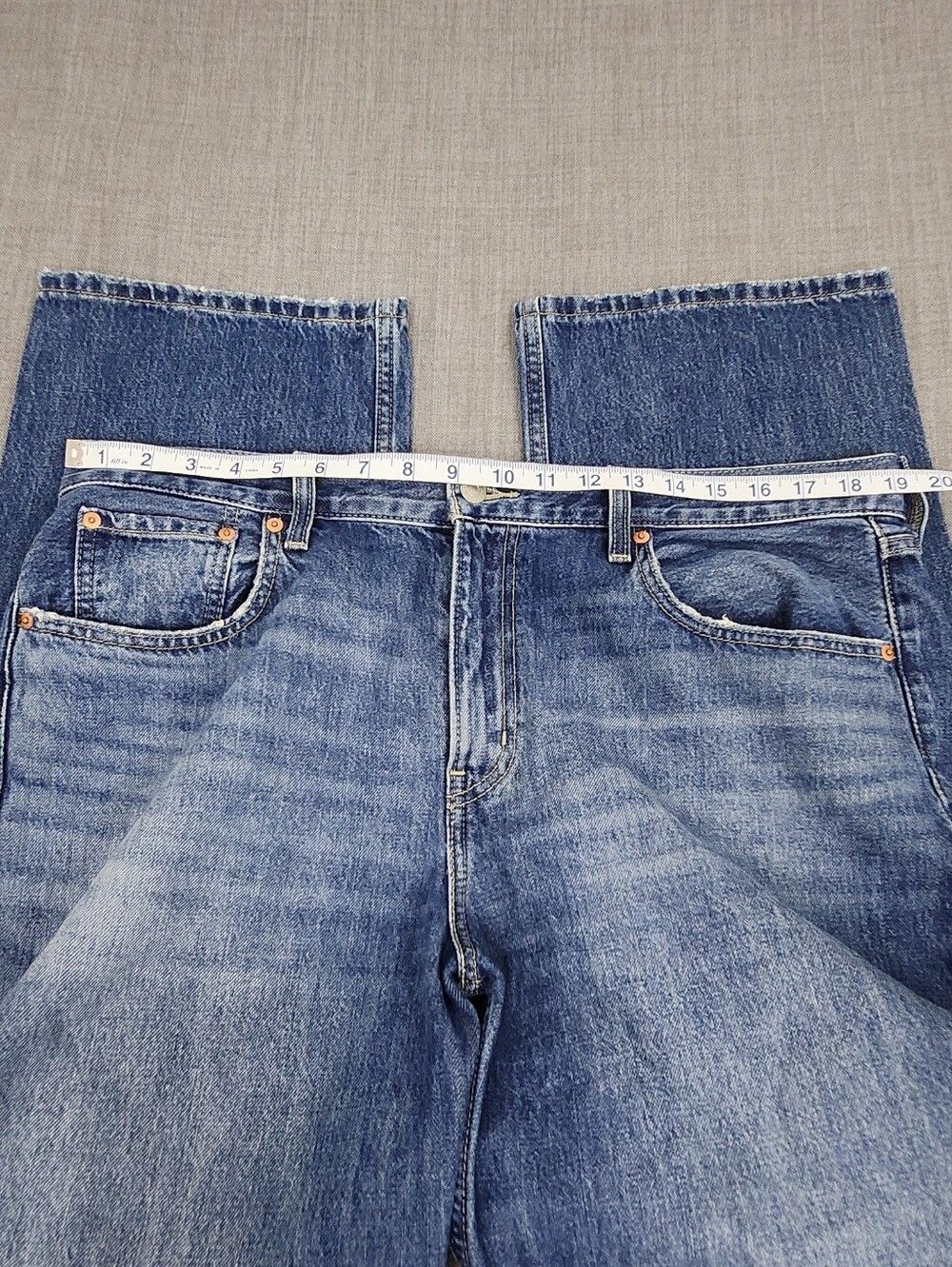 Levis Low Pro Straight 100% Cotton Distressed Style Medium Wash Denim Jeans 32 - Picture 9 of 12